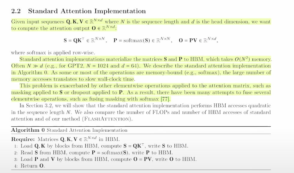 Standard attention memory access pattern