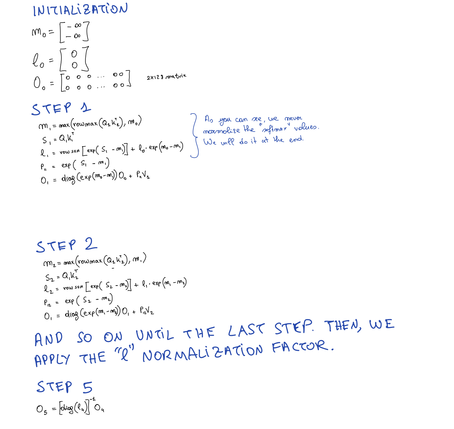 Online softmax applied to block attention